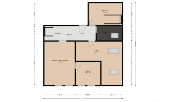 Недвижимость Квартира 1.5-комнатная Подутик: 2