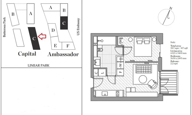 Недвижимость Capital Building, Embassy Gardens, 8 New Union Square, Nines Elms: 21