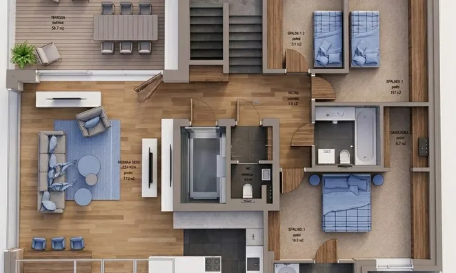 Недвижимость Четырёхкомнатная квартира в Изоле: 10